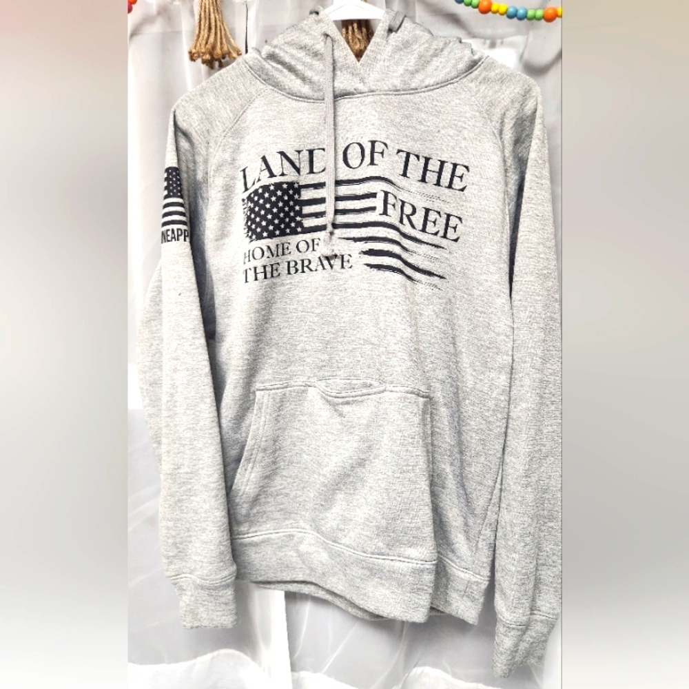 Nineline Gray Hoodie with Flag Print